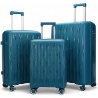 Infinity Leather Hard Shell Strong Suitcase 8 Wheel Cabin TSA Luggage Case Holiday Travel in Blue | Size: Small