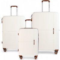 Infinity Leather Hard Shell Strong Suitcase 8 Wheel Cabin Luggage Holiday Travel Case in White | Size: Large