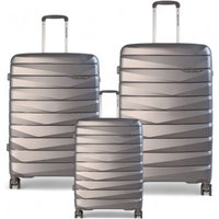 Infinity Leather Hard Shell TSA Smoke Strong Suitcase 8 Wheel Cabin Luggage Holiday Travel Case in Grey | Size: Large