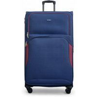 Infinity Leather Expandable Soft Extra Large 8 Wheel Lightweight Suitcase Luggage Travel Bags in Blue | Size: XL
