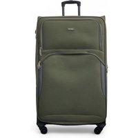 Infinity Leather Expandable Soft Extra Large 8 Wheel Lightweight Suitcase Luggage Travel Bags in Green | Size: XL