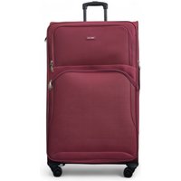 Infinity Leather Expandable Soft Extra Large 8 Wheel Lightweight Suitcase Luggage Travel Bags in Red | Size: XL
