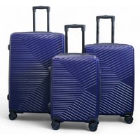 Infinity Leather Hardshell Suitcase Robust 8 Wheel Luggage Cabin Case Bag in Navy | Size: Medium