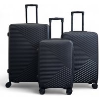Infinity Leather Hardshell Suitcase Robust 8 Wheel Luggage Cabin Case Bag Set in Black