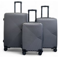 Infinity Leather Hardshell Suitcase Robust 8 Wheel Luggage Cabin Case Bag Set in Dark Grey