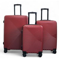 Infinity Leather Hardshell Suitcase Robust 8 Wheel Luggage Cabin Case Bag in Red | Size: Large