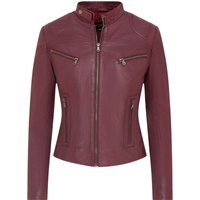Infinity Leather Women's Slim-Fit Leather Biker Jacket-Maldon in Burgundy | Size: 24