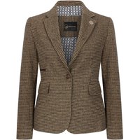 Infinity Leather Women's Tailored Dogtooth Wool Blend Tweed Blazer in Brown | Size: 10
