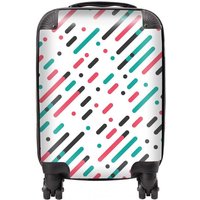Warren Reed - Designer Overlapping Coloured Diagonal Lines Suitcase in Green | Size: Mini Cabin
