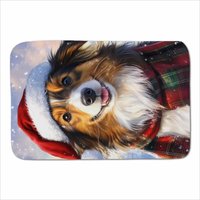 Warren Reed - Designer Christmas Shetland Sheepdog Sherpa Blanket in Brown | Size: Large