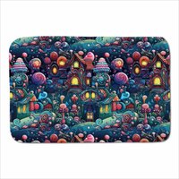 Warren Reed - Designer Whimsical Gingerbread House Pattern Sherpa Blanket in Blue | Size: Large