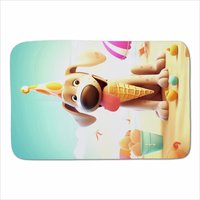 Warren Reed - Designer Dog On A Beach Holiday Sherpa Blanket in Yellow | Size: Large