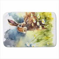 Warren Reed - Designer Hare & Daisies Watercolour Sherpa Blanket in Brown | Size: Large
