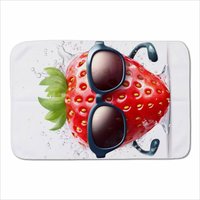 Warren Reed - Designer Strawberry In Glasses Sherpa Blanket | Size: Large