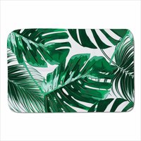Warren Reed - Designer Tropical Jungle Leaf Pattern Sherpa Blanket in Green | Size: Large
