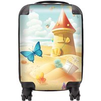 Warren Reed - Designer Butterflies On A Beach Holiday Suitcase in Yellow | Size: Small