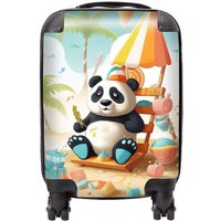 Warren Reed - Designer Happy Panda On A Beach Holiday Suitcase in Yellow | Size: Small