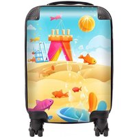 Warren Reed - Designer Fishes On A Beach Holiday Suitcase in Yellow | Size: Small