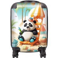 Warren Reed - Designer Panda On A Beach Holiday Suitcase in Yellow | Size: Small