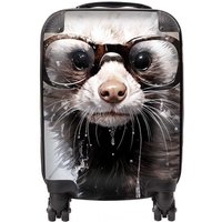 Warren Reed - Designer Splashart Ferret With Glasses Suitcase in Grey | Size: Small