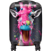 Warren Reed - Designer Splashart Giraffe Face Pink Suitcase | Size: Small