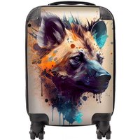 Warren Reed - Designer Hyena Face Splashart Light Background Suitcase in Brown | Size: Small