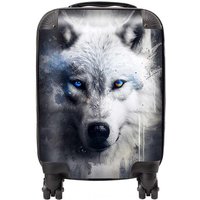 Warren Reed - Designer White Wolf Face Splashart Dark Background Suitcase | Size: Small