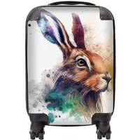 Warren Reed - Designer Hare Close Up Splashart Suitcase in Brown | Size: Small