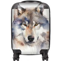 Warren Reed - Designer Wolf Watercolour Suitcase in Brown | Size: Small