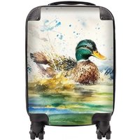 Warren Reed - Designer Splashing Mallard Watercolour Suitcase in Brown | Size: Small