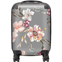 Warren Reed - Designer Peony, Lily, Tulip, Daisy Colorful Suitcase in Grey | Size: Small