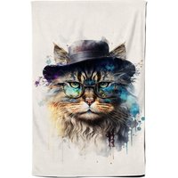Warren Reed - Designer Siberian Cat Splashart Tea Towel