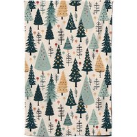 Warren Reed - Designer Boho Inspired Christmas Tree Pattern Tea Towel in Green