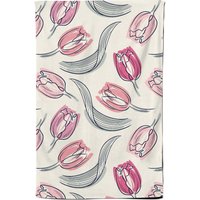 Warren Reed - Designer Tulips Tea Towel in Pink