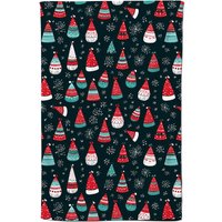 Warren Reed - Designer Hand Drawn Cheerful Santa Hats Tea Towel in Red