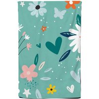 Warren Reed - Designer Garden Summer Flowers Tea Towel in Blue