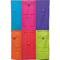 Warren Reed - Designer Colourful English Doors Tea Towel in Red