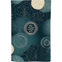 Warren Reed - Designer Blue Moon & Sun Tea Towel in Green