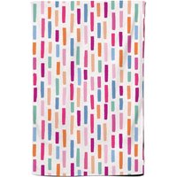 Warren Reed - Designer Vertical Abstract Brush Pattern Tea Towel in Pink