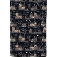 Warren Reed - Designer Spooky Haunted Houses Tea Towel in Grey