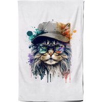 Warren Reed - Designer Maine Coon Cat Splashart Tea Towel