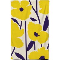 Warren Reed - Designer Vintage Tropical Flowers Tea Towel in Yellow