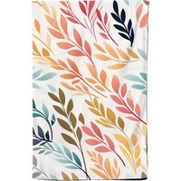 Warren Reed - Designer Colouful Sping Leaves Tea Towel in Orange