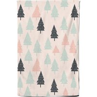 Warren Reed - Designer Christmas Tree Silhouette Pattern Tea Towel in Green