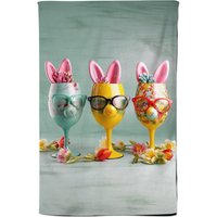 Warren Reed - Designer Funky Easter Bunny Glasses Splashart Tea Towel