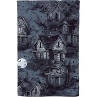 Warren Reed - Designer Spooky Shadowy Haunted House Tea Towel in Grey