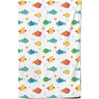 Warren Reed - Designer Swimming Fish Tea Towel in Blue