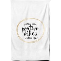 Warren Reed - Designer Positive Mind, Vibes, Life Tea Towel in Black