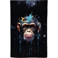 Warren Reed - Designer Monkey Face Splashart with Blue Tea Towel