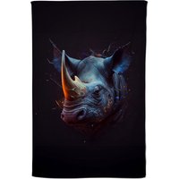 Warren Reed - Designer Rhino Face Splashart Tea Towel in Grey